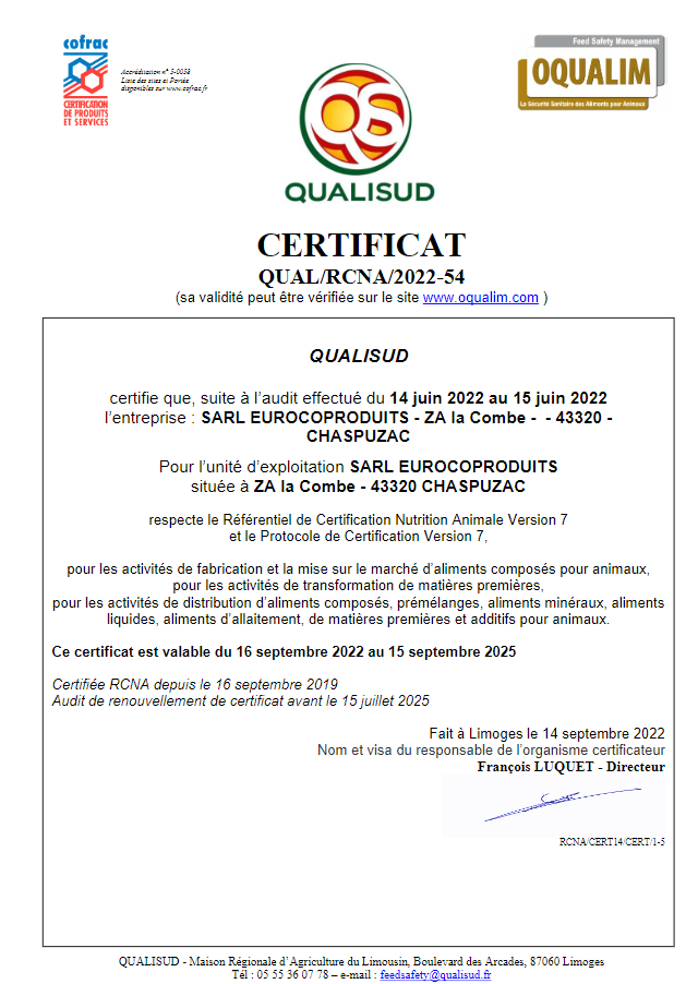 CERTIFICAT RCNA